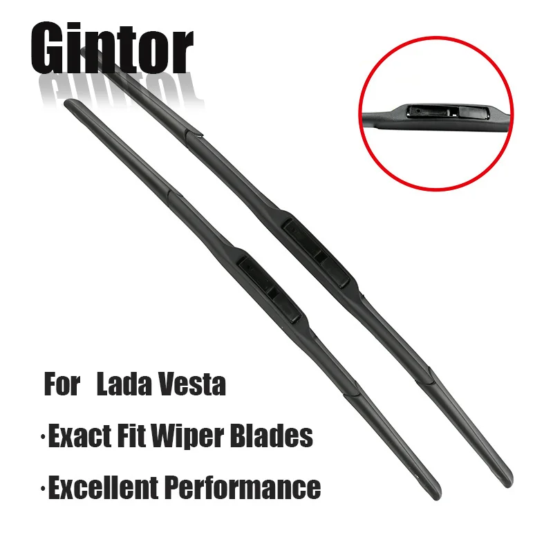 

Gintor Car Windscreen Windshield Wiper Blade For Lada Vesta 24"+18" 2015 2016 2017 2018 Natural Rubber Fit Hook Arms Accessories