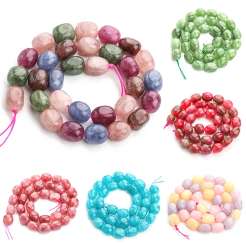 9x11mm 타원형 천연 석재 전기석 페리도트 인회석 구슬 보석 만들기위한 부드러운 느슨한 구슬 DIY 매력 팔찌, 15 인치