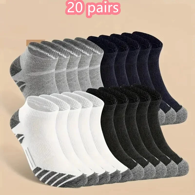 Ankle Athletic Running Socks Cushioned Cotton Breathable Low Cut Sports Tab Socks 1/10/20 Pairs For Men And Women