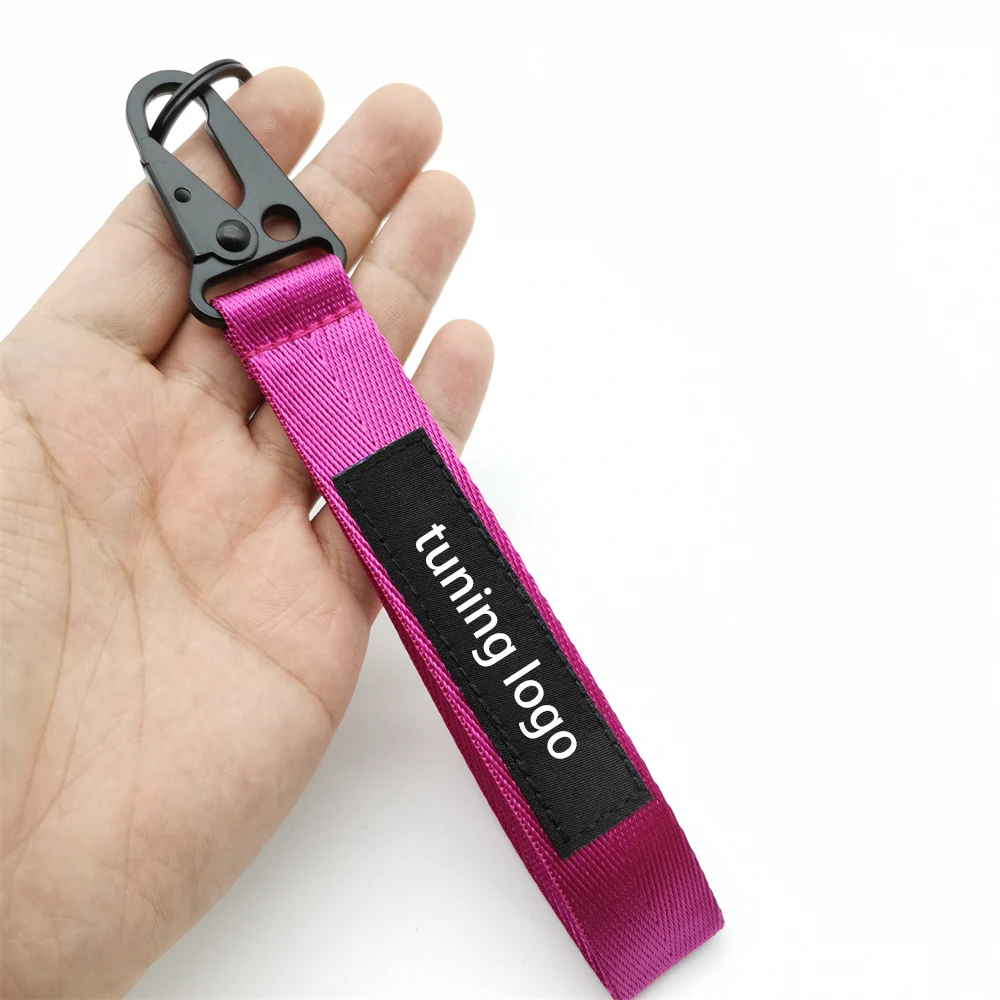 

JDM Car Keychain Embroidery Modification Logo Nylon Wristband Key Tag Pink Style Fashion Accessories Gadgets Lanyard Woman Gift