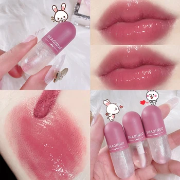 Mini Capsule Glitter Water Lip Gloss Lip Glaze Transparent Color Change Glass Lip Oil Waterproof Lasting Lipstick Lips Cosmetics 3