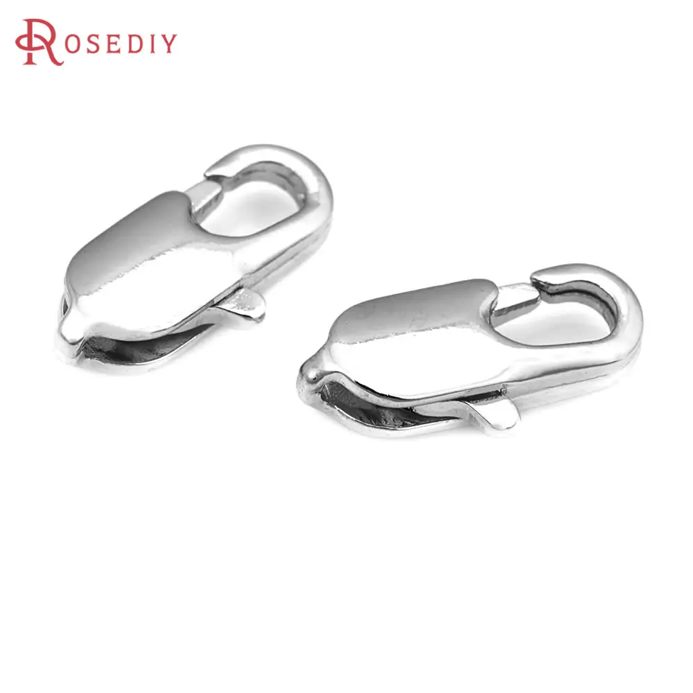 4 Moschettoni In Ottone Per Gioielli Fai Da Te - 2 Colori Platino E Oro - Chiusure A Molla Per Collane E Bracciali (21x9 Mm)