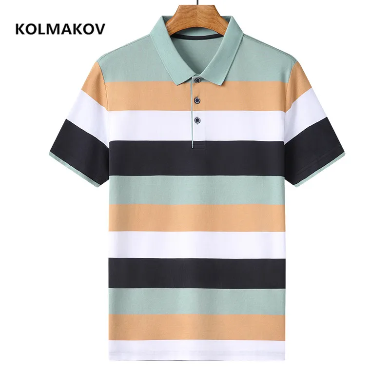 

2023 summer Men's high quality Classic Striped Polo Shirt mens cotton Short Sleeve fashion polo shirts men size M-3XL