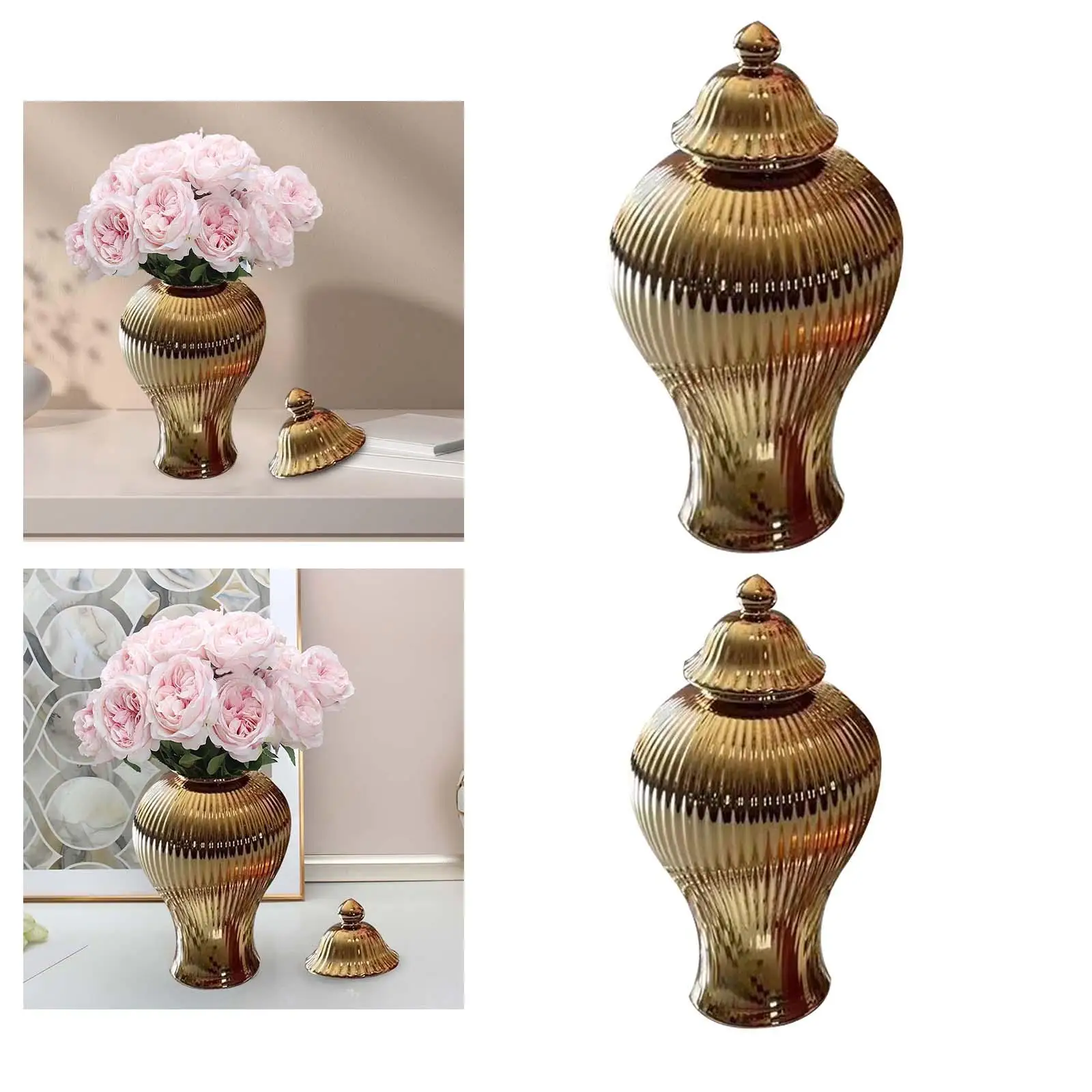 Ceramic Flower Vases Ginger Jar Storage Canister for Wedding Kitchen Party