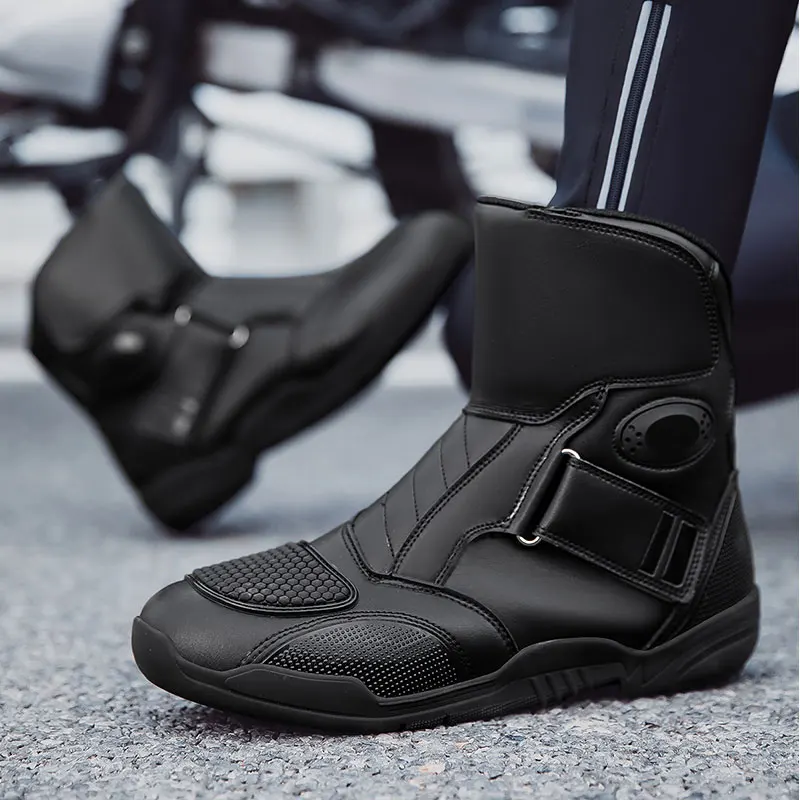 Motorcycle Boots Microfiber Leather Waterproof Motocross Off-Road Racing Protective Men's Motos Cycling Shoes