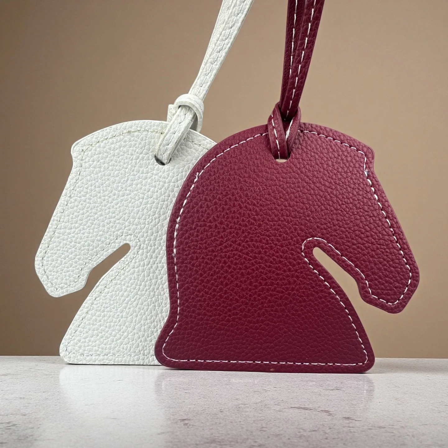 Artisanal Leather Horse Head & Horseshoe Charms Set - Premium Quality & Customizable Colors - Perfect Bag Accent