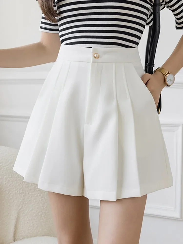 

High Waist Casual Shorts Women New Arrival Summer Korean Style Solid Color All-match Ladies Elegant Short Pants
