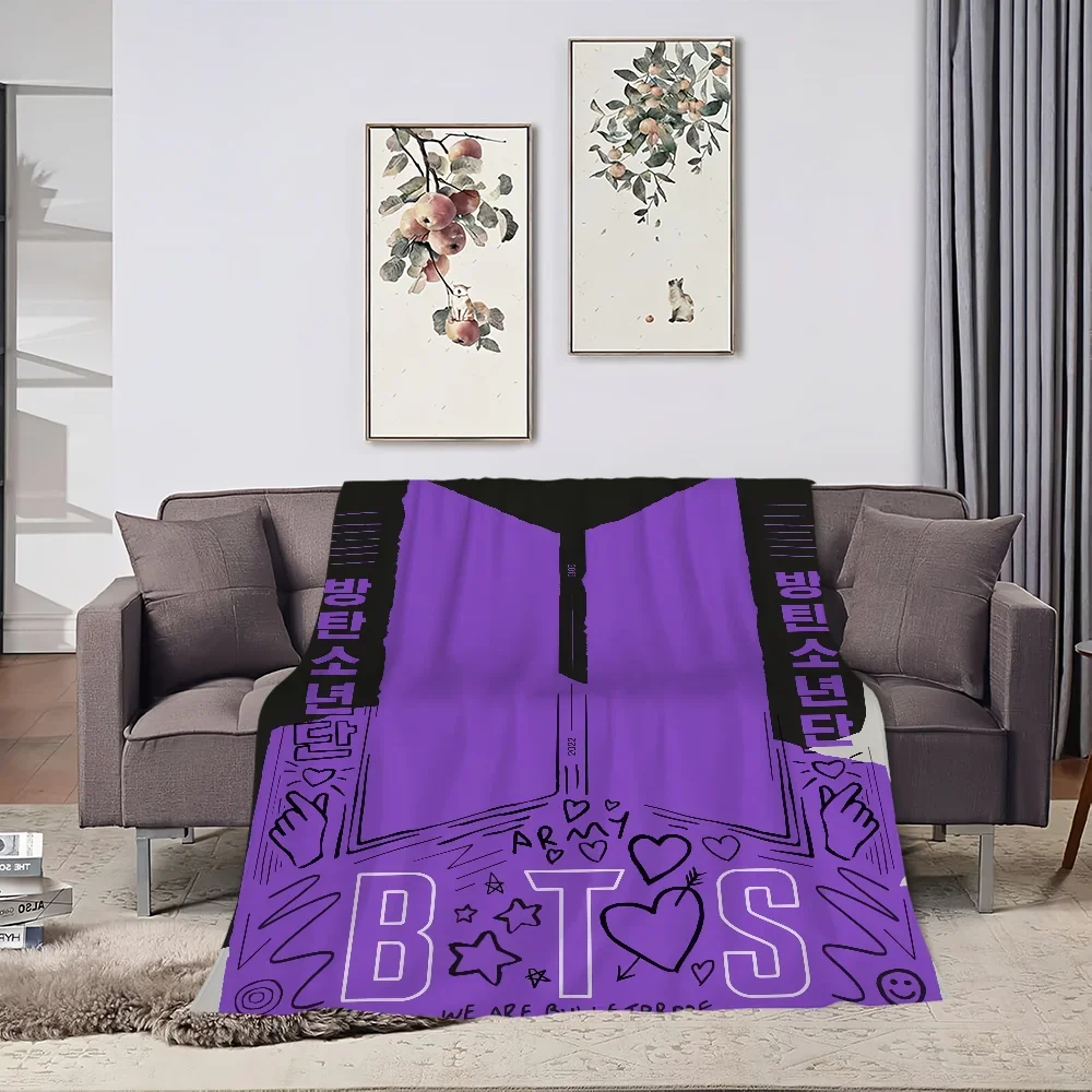 Flannel idol warm KPOP comfort soft plush blanket for art Band sofa living room office bedroom cartoon travel gift b-B-BTSs-s 5