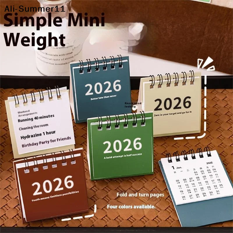 【A6L】【WG】2025-2026 미니 심플 캘린더 소형 책상 달력 크리에이티브 코일 캘린더 플래너 데스크탑 장식 사무용품