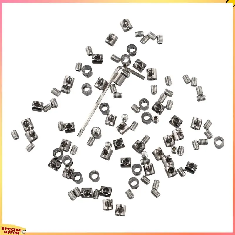 ABFI 50Pcs 케이블 패스너 클립 용 3Mm 와이어 로프 클램프 조정 가능한 나사 구리 금속 고정 장치 슬링 고정 액세서리