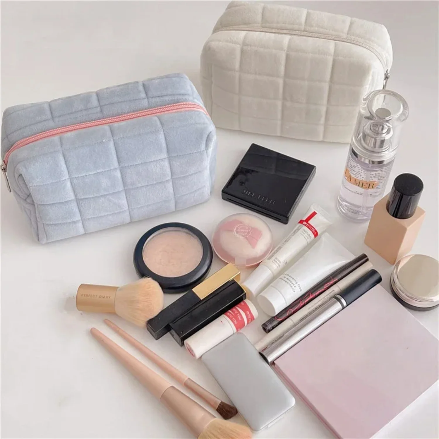 Korean Candy Color Zipper Cosmetic Bags Women Female Travel Organizer Girls Lipstick Pouch Clutch