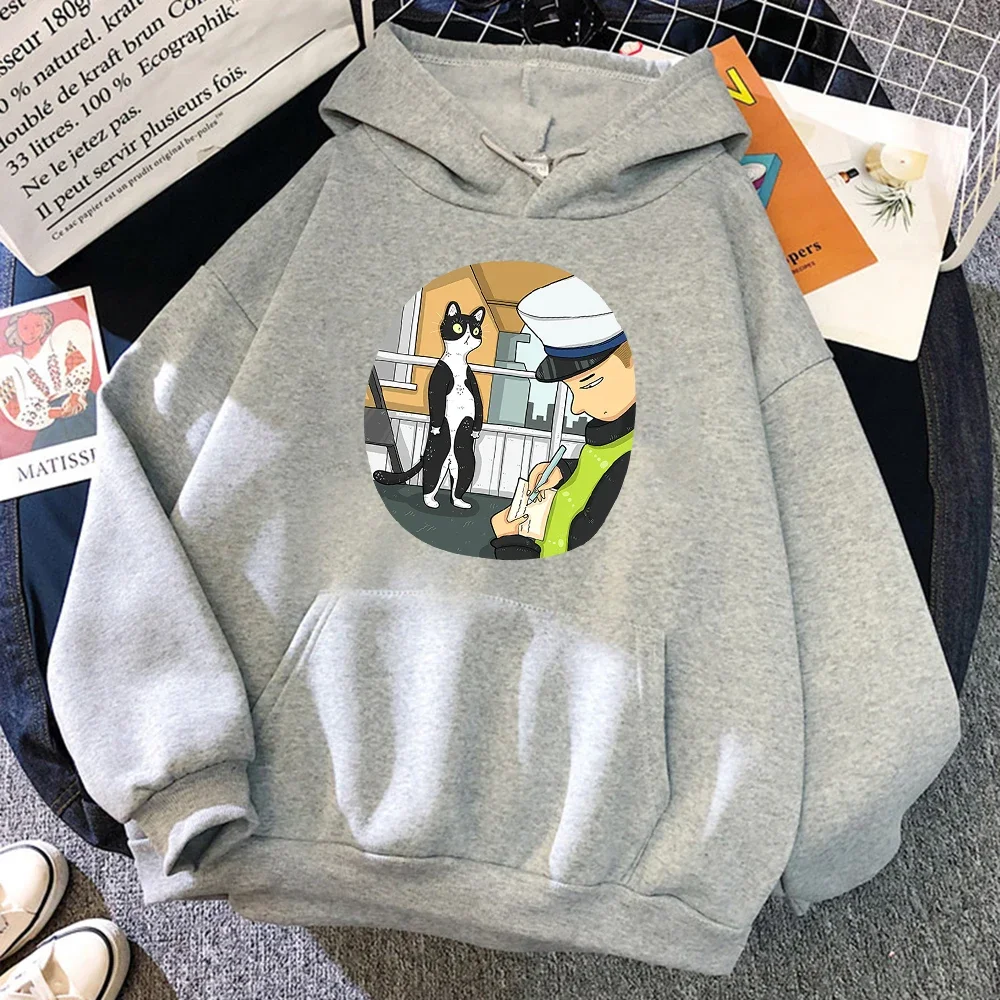 

Curious Cat Watches Traffic Police Work Men Sweatshirt Autumn Fleece Tops Warm Casual Hoodies Simple Oversize Mens Sportswears