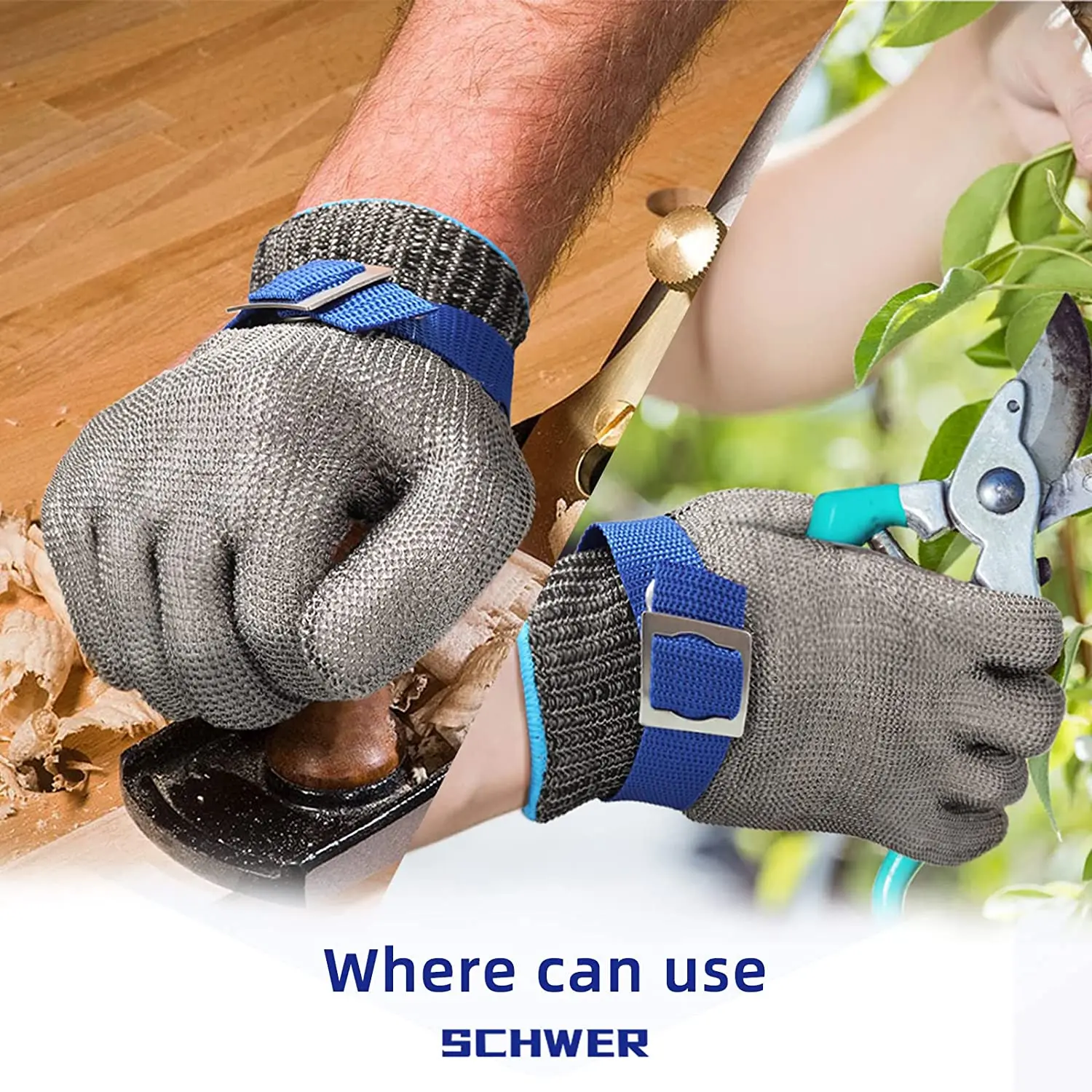 Stainless Steel Glove Cut Resistant Wire Metal Mesh for Meat Cutting Hand Protect Wood Working