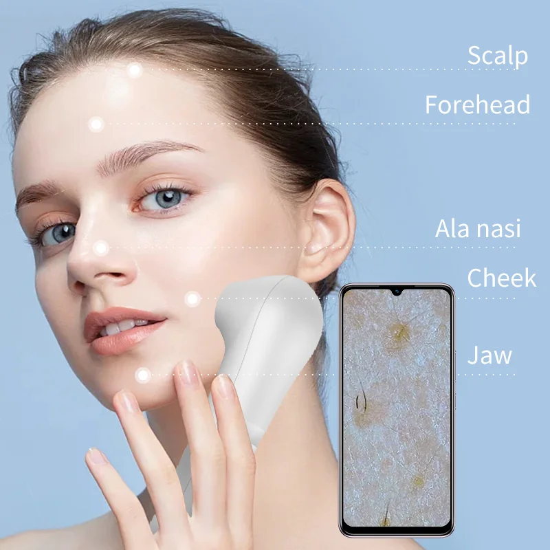 2025 HD Rilevatore di cuoio capelluto/pelle/follicolo pilifero Analizzatore professionale della pelle Lente d'ingrandimento per analisi non ricaricabile Test di capelli e viso - immagine 2