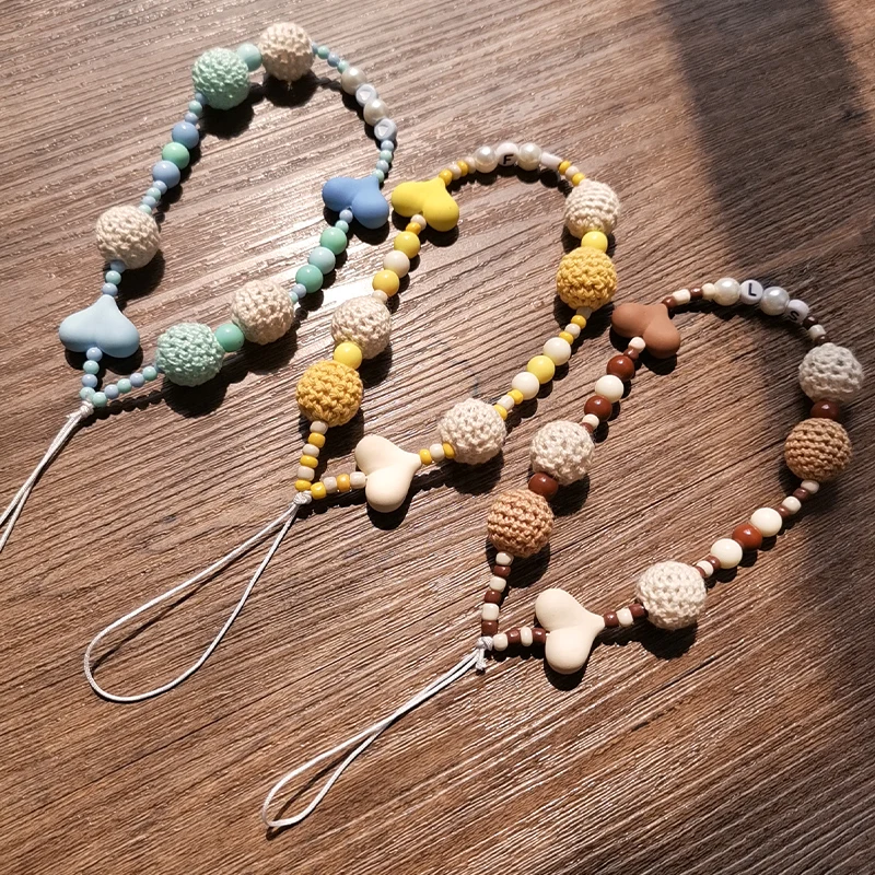 Phone Wrist Strap Lanyard Phone Anti-lost Sling Short Hand-beaded Wool Knitted Pendant Wrist Strap Pendant Mobile Ph