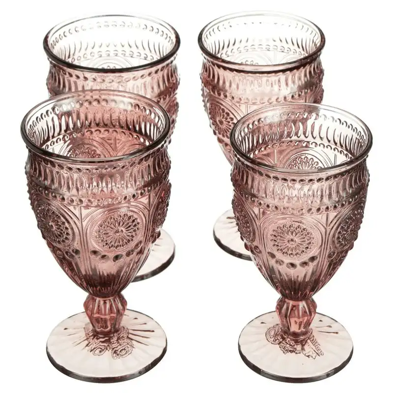 

12-Ounce Footed Glass Goblets, Set of 4, Plum Plate for cooking Accesorios freidora Molde para hornear Silicone for air fryer in