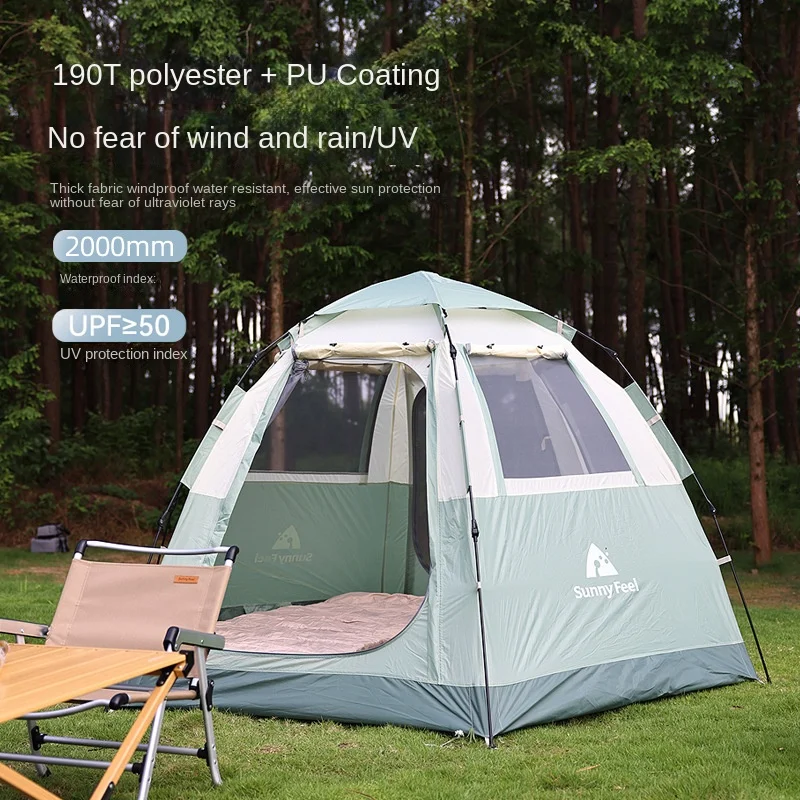 Outdoor Camping Hexagonal Autoscaling Park Tent Convenient Portable Rain Proof Sunscreen Camping Tent Build-free Quick Opening