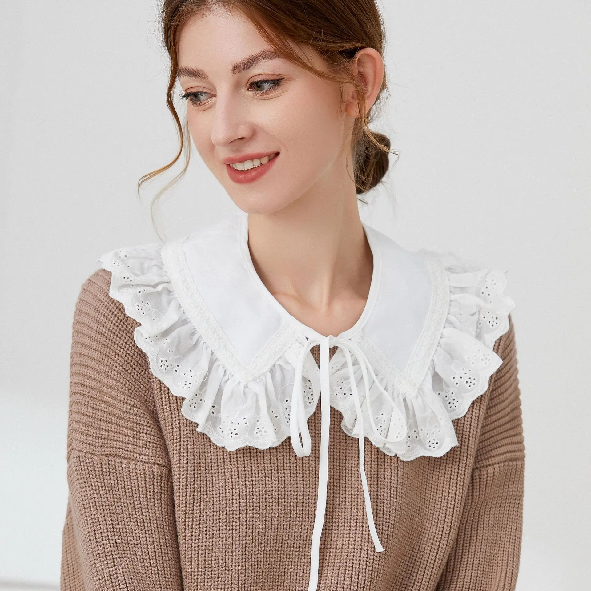 

Linbaiway Women White Lapel Fake Collar Shawl Cute Doll Collar Removable Detachable Shirt False Collar Lapel Blouse Top Decor