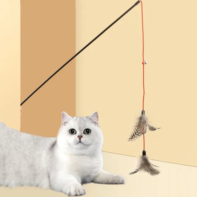 Cat Toy Feather Cats Sticks Cat Toys Interactive Double Feather Toys Cats Teasing Kitten Teaser Stick with Bell Toy Pet Products 2