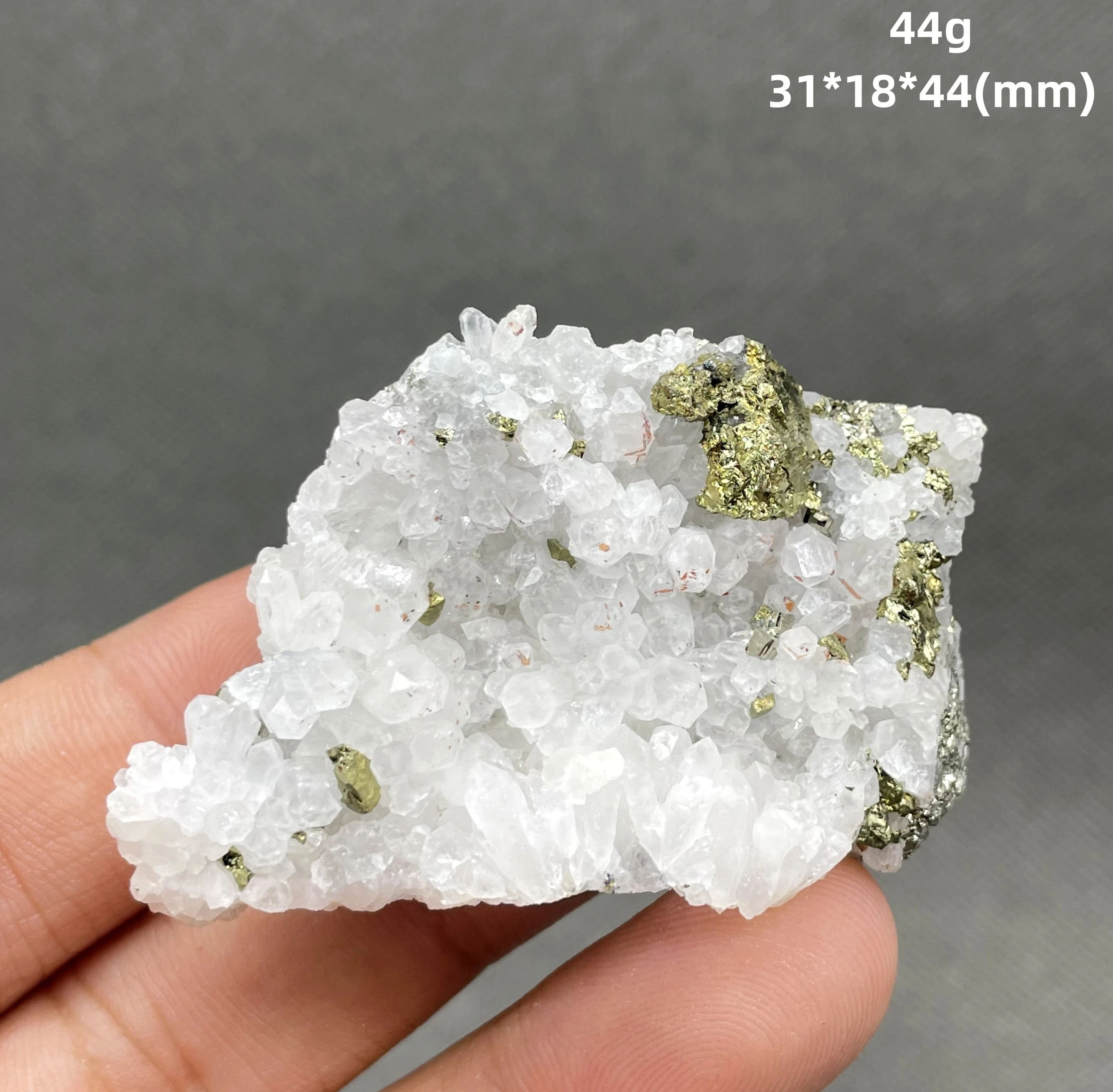 

BEST! 100% Natural White crystal and pyrite Symbiotic mineral specimen Stones and crystals Healing crystal