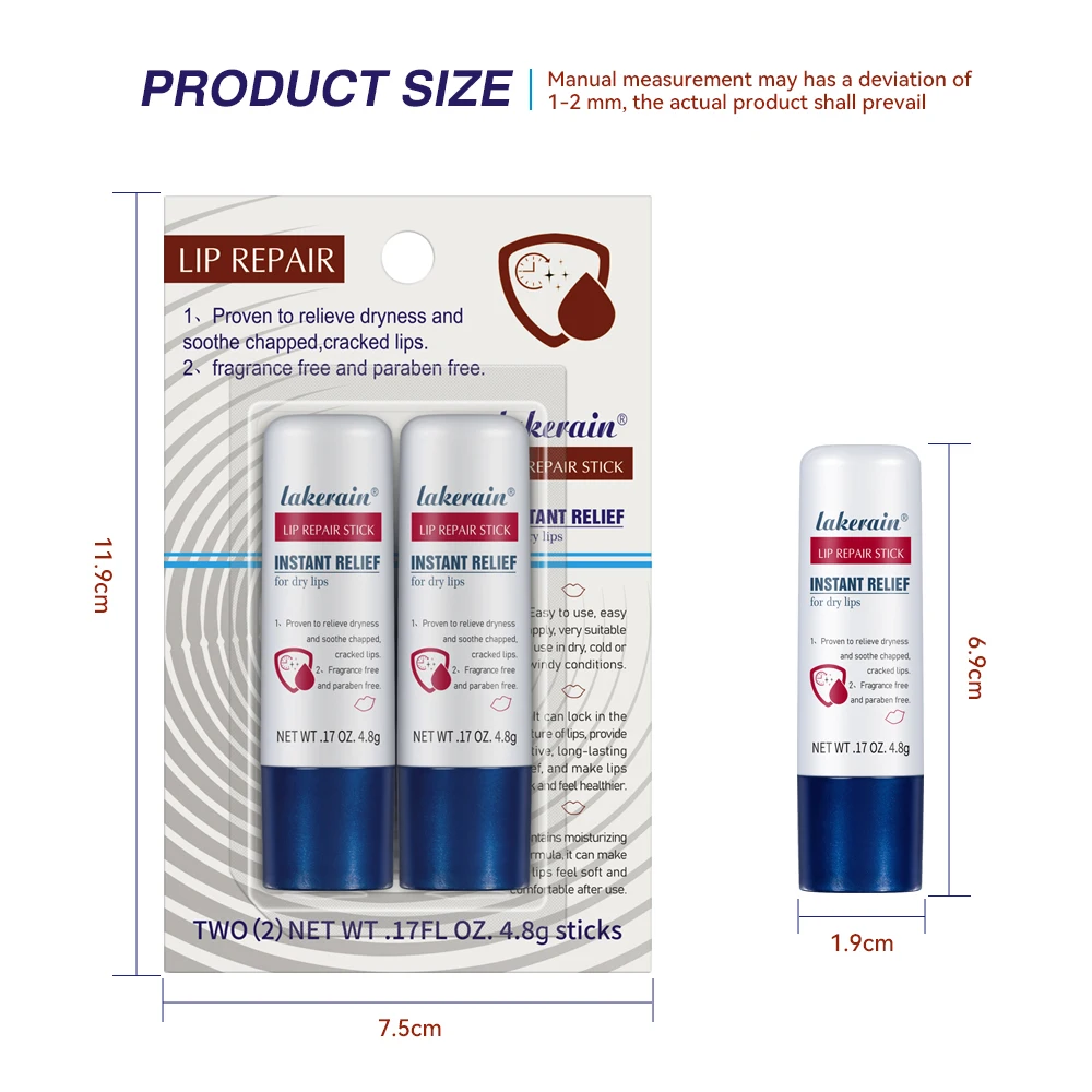 2pcs/Lot Moisturizing Lip Repair Stick Instant Relief For Dry Lips Lip Balm Paraben Free Lip Care Product Lipstick Base Aquaphor 6