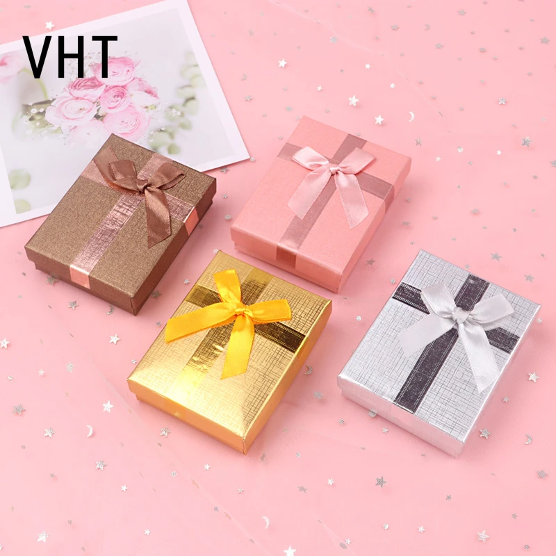 12Pcs Fashion Ribbon Jewelry Box Multi Colors Earrings Pendant Rings Boxes Wedding Party Gift Packaging Wholesale