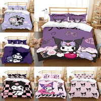 Cute Kuromi Bedding Sets Melody Comforter Bed Cover Duvet Cover Pillow Case 2-3 Pieces Sets Single/Double/Queen/King Size 1