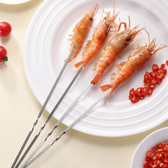 Nyársok A Grillezéshez Újrahasznosítható Grill Rozsdamentes Acél Nyárs Tárolócső Lapos Bbq Villa Konyha Kültéri Kemping Kiegészítők Szerszámok - Image 5