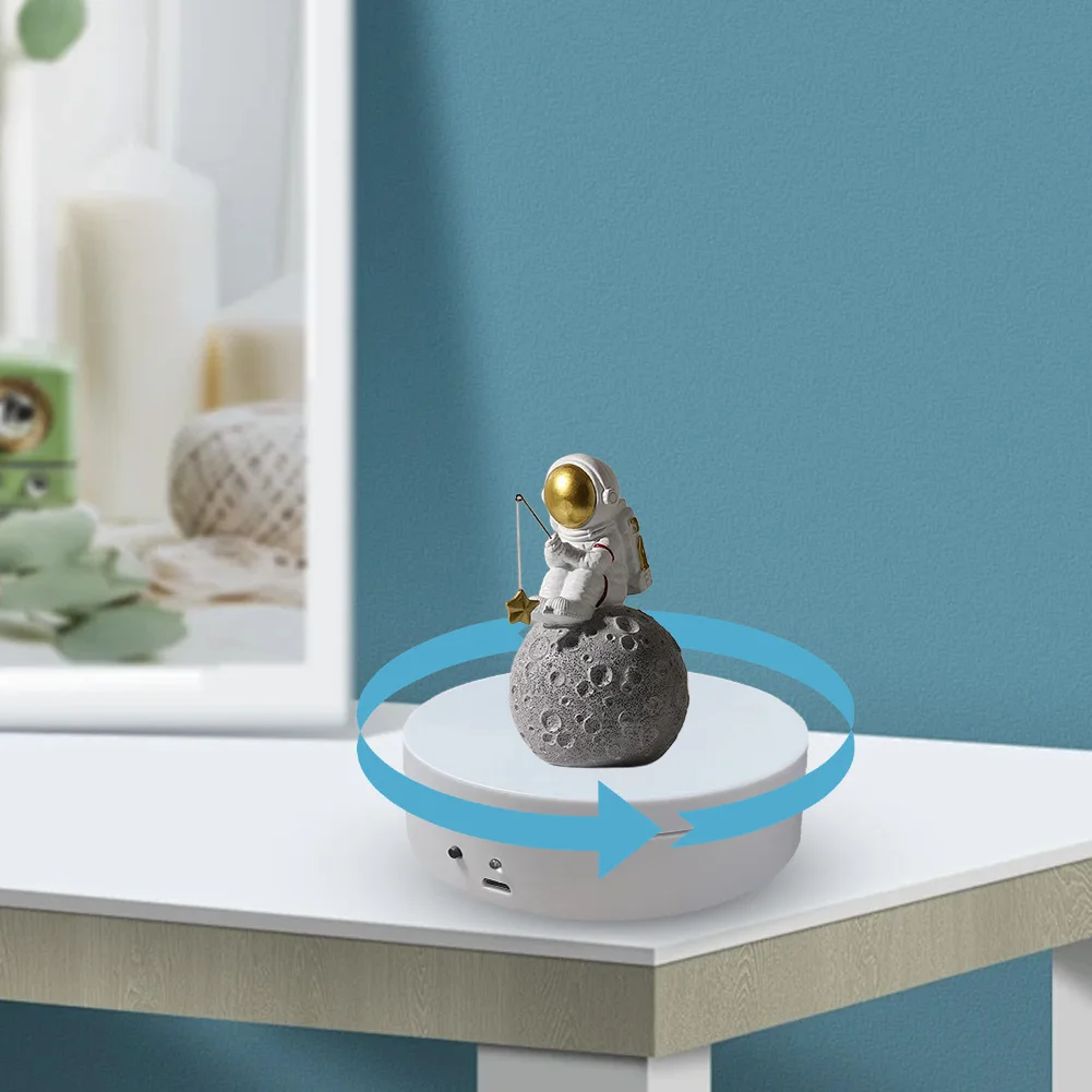 360 Degree Rotating Automatic Revolving Platform USB Charging/Battery Operated Photography Show Holder for Model Cake 3D Images