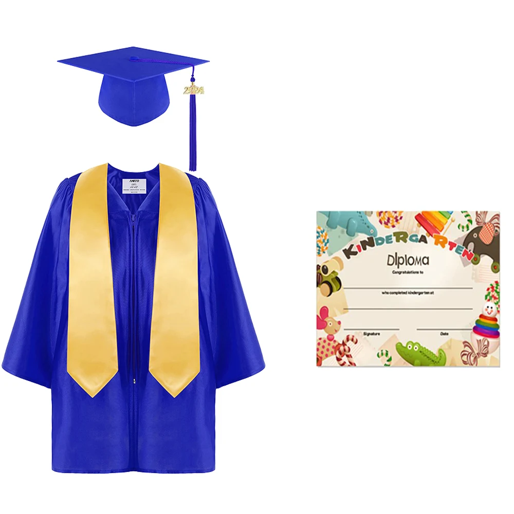 thumbnail image 1 of Conjunto de uniforme de toga y birrete de graduación para jardín de infantes, disfraz de cosplay con insignia de 2024, borla y graduación, 1 of 5