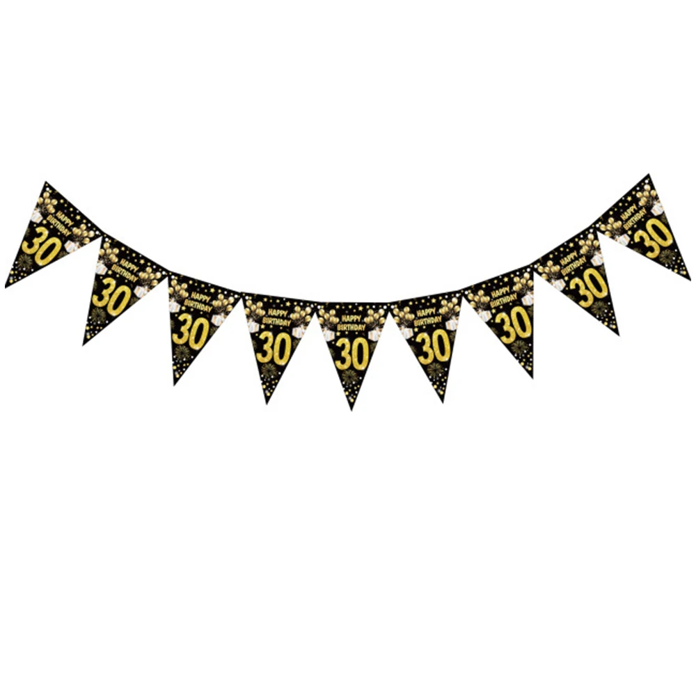 Elegant Black and Gold Paper Streamer Birthday and Anniversary Banner
