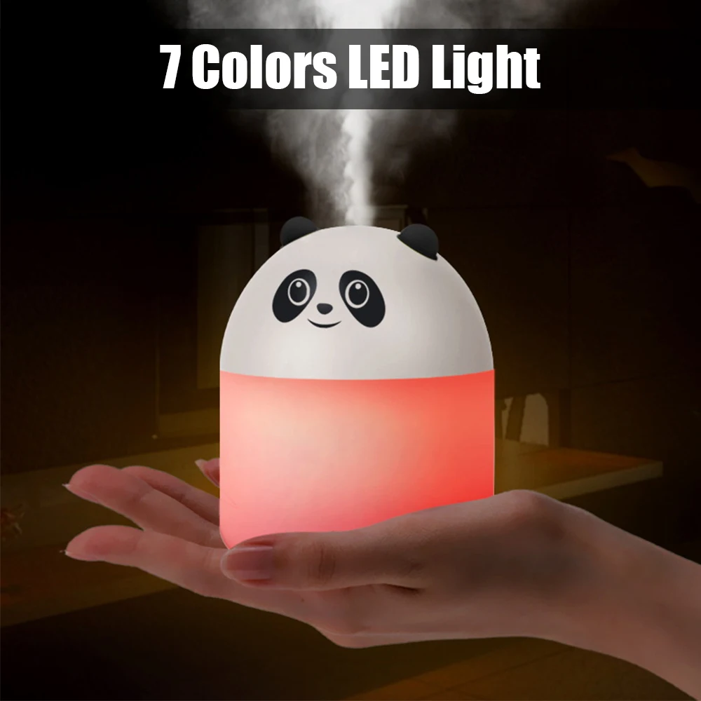 250ml Car Air Humidifier Panda shape Auto Interior Accessories Aroma Perfume Diffuser With Ambient Light Mini Desktop Humidifier