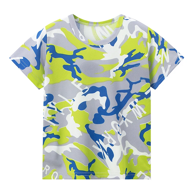 2/6 Pack Multicolor Camouflage Quick-drying Suit for Summer Children Boys Sports Running Short-sleeved Shorts Girls Leisure Suit 5