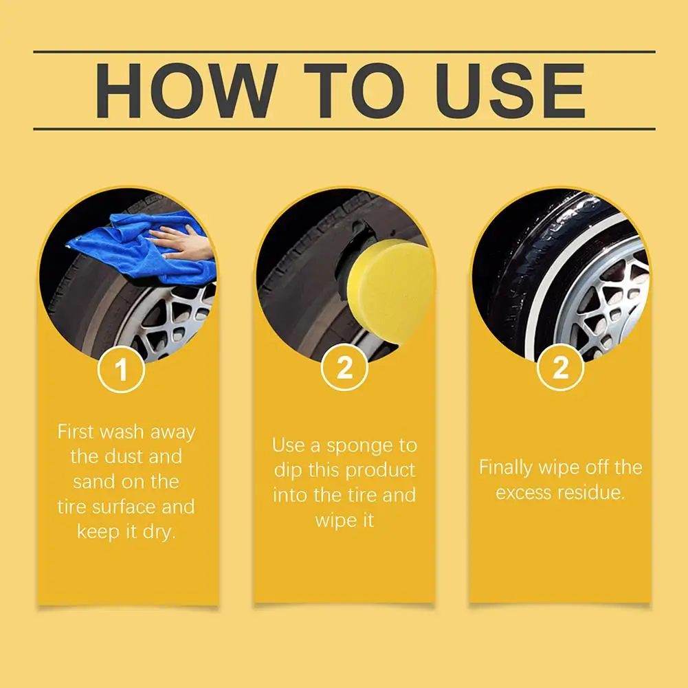 50g Tire Shine Paste Tire Coating Wax Car Tire Retreading and Film Plating Cream Shine Coating Wax Auto Rubber Parts Shiny Paste Anti-Aging
