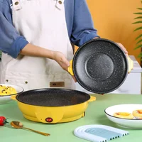 220V Electric Baking Pan Non-stick Korean Barbecue Steak Barbecue Grill Multi Cooker 22cm Diameter 1