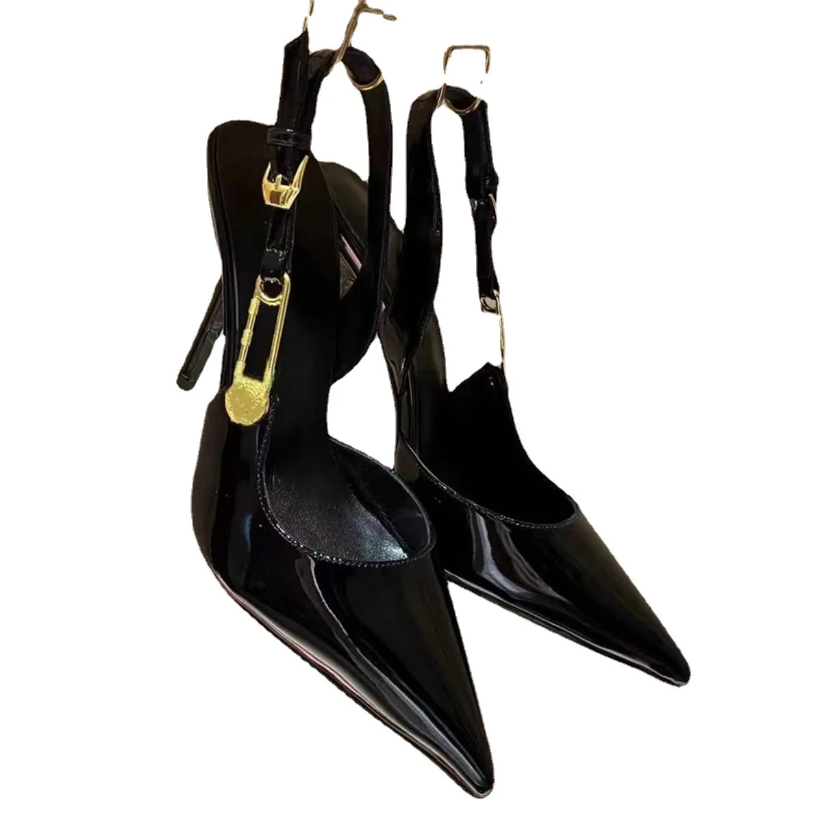 Pointed Baotou Water Diamond Full Diamond Metal Buckle Decoration Fine Heels High Heels Fashion Large Sandals for Women