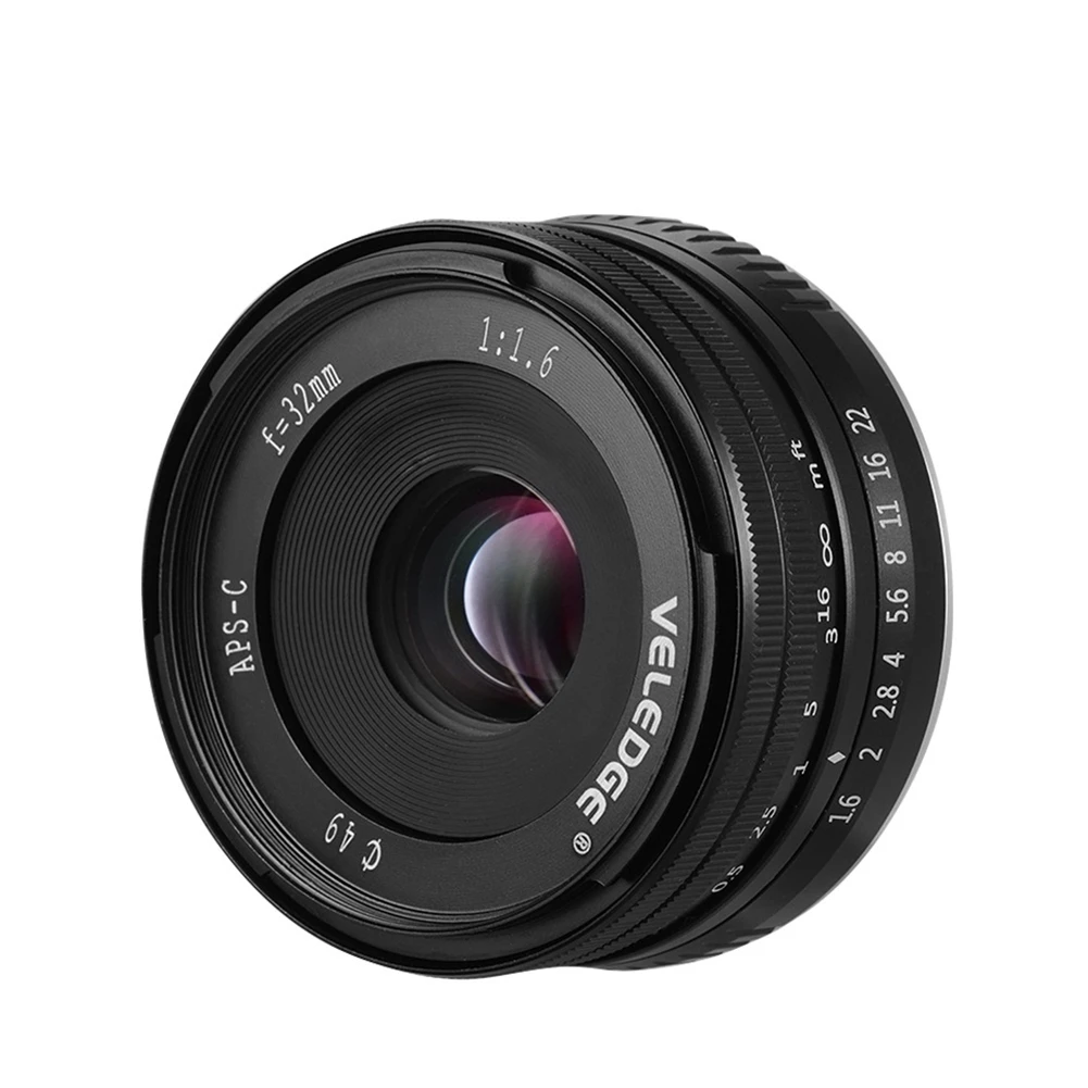 N05R VELEDGE 32MM F1.6 후지 마이크로 싱글 카메라 X-T X-PRO X-E 시리즈 카메라 렌즈용 수동 고정 초점 렌즈