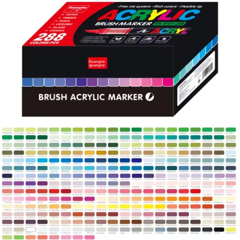 GUANGNA 168-360 Colors Acrylic Paint Soft Brush Markers Set Soft