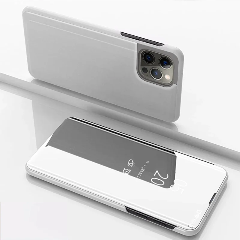 thumbnail image 1 of Case For iPhone 15 14 13 12 11 Pro Max Plus XS Max XR 8 7 Plus SE 2022 2020 Luxury Smart Mirror Flip Leather Plating Stand Case, 1 of 5