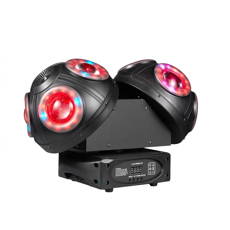 Newest 150W DJ Double Head Disco Ball RGB Laser Colorful Light Strip Strong Beam Moving Head Light DMX512 For Bar Party Event