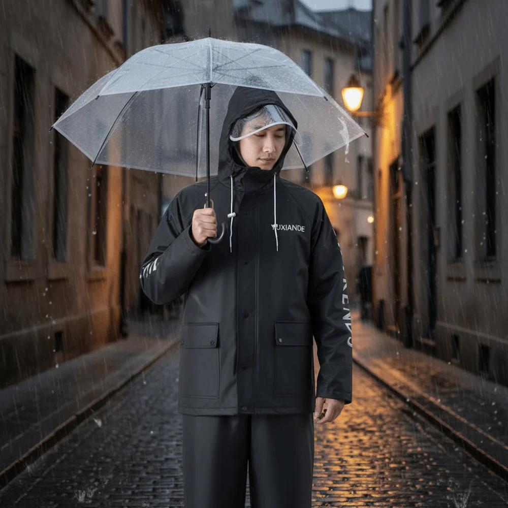 Waterproof Split Raincoat Heavy Rain Protection PVC Motorcycle Raincoat Set Thickened Portable Motorcycle Raincoat Rider Use