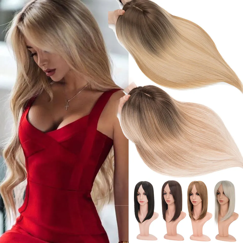 Synthetic 14'' Striaght Hair Toppers with Bangs for Women Natural Hairpieces Adding Hair Volume Topper Extensions hair extensions hair toppers