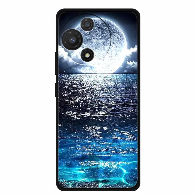 Black Soft Silicone TPU Phone Case with Cool Wolf Design - Shockproof and Protective Cover
