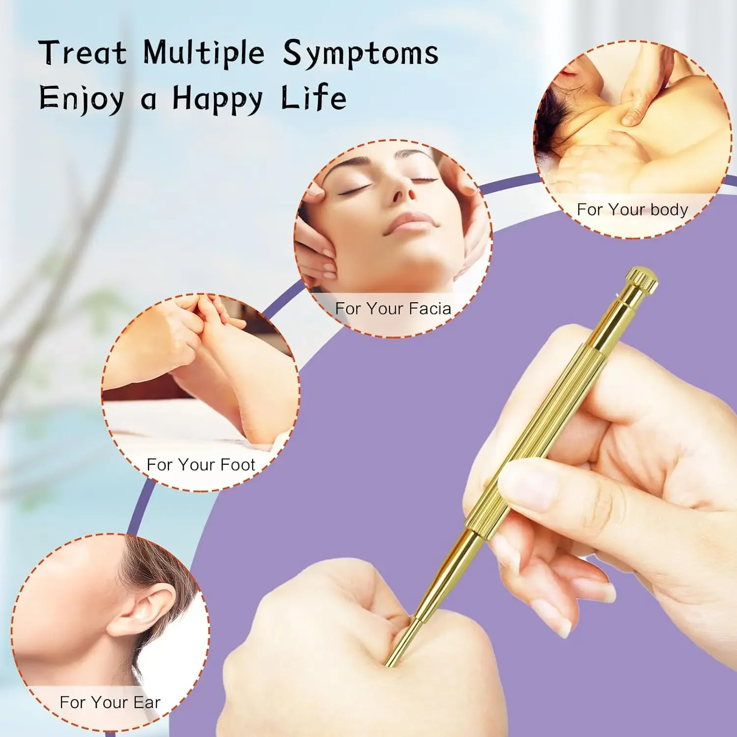 Facial Reflexology Massage Tool Retractable Acupuncture Pen Double Headed Spring Ear Care Tool Point Probe Pen Massager for Face 5