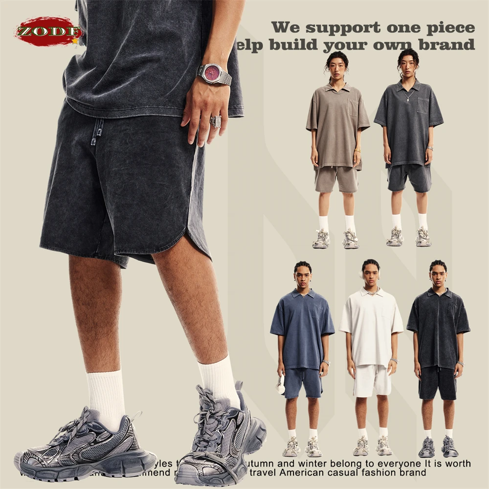 ZODF 남성용 워싱 플러시 코튼 반바지, 남녀공용 커플 루즈핏, 358gsm 고민 편안한 반바지, 스트리트웨어, HY0807, ..