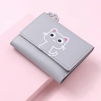 Women's Cute Cat Wallet Female Small Short PU Leather Purse Ladies Card Holder Money Bag Hasp Creative Fashion Wallet Girls Gift 2