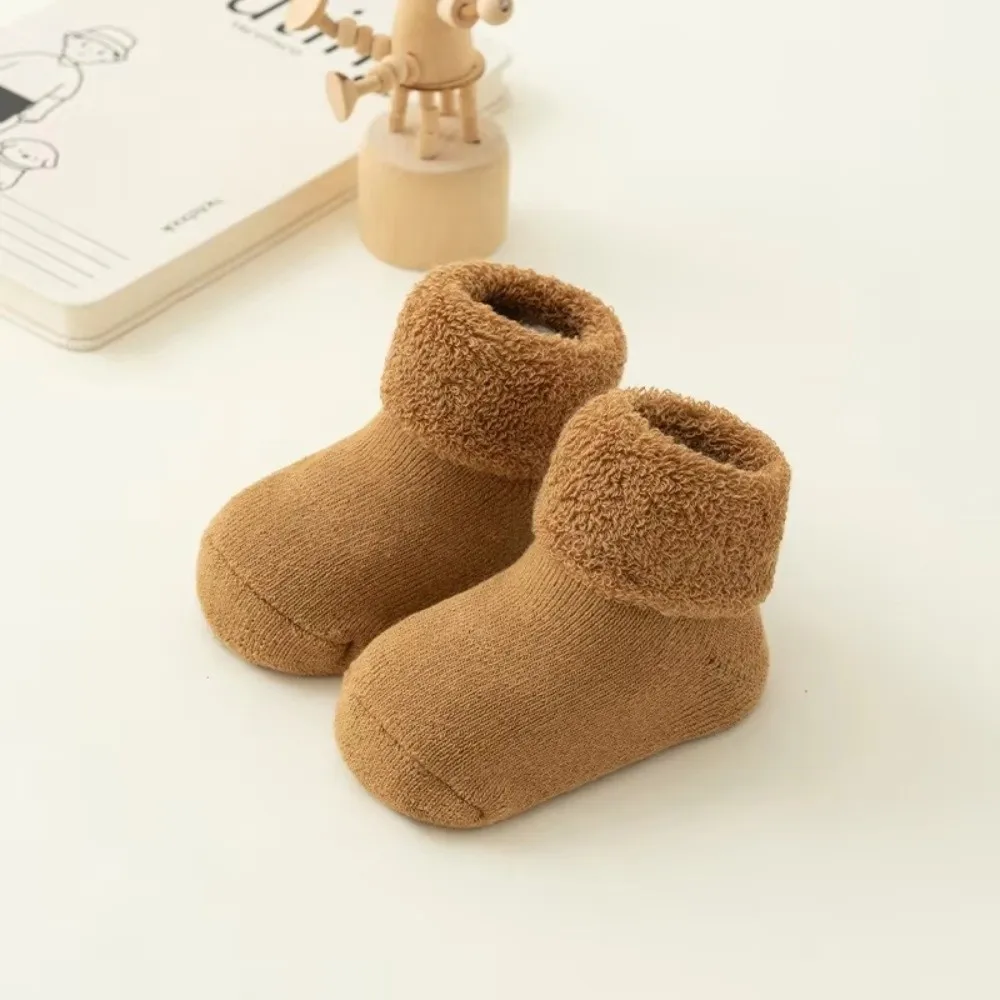 Fashion 0-3Year Kids Woolen Socks Winter Thick Warm Looped Snow Floor Socks Newborn Footwear Velvet Lining Toddler Baby Socks