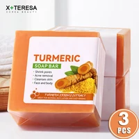 3pcs Hand Made Turmeric Soap Body Cleaning Lightening Dark Underarm Leg Body Cleansers Brightening Face Soap Skin Care Beauty 1
