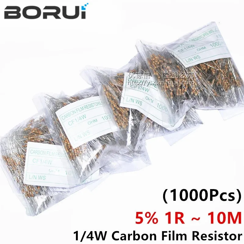 50 Pezzi Resistenza 1Mohm 2Watt Strato carbone 5% Resistenze 1 Mohm 2W