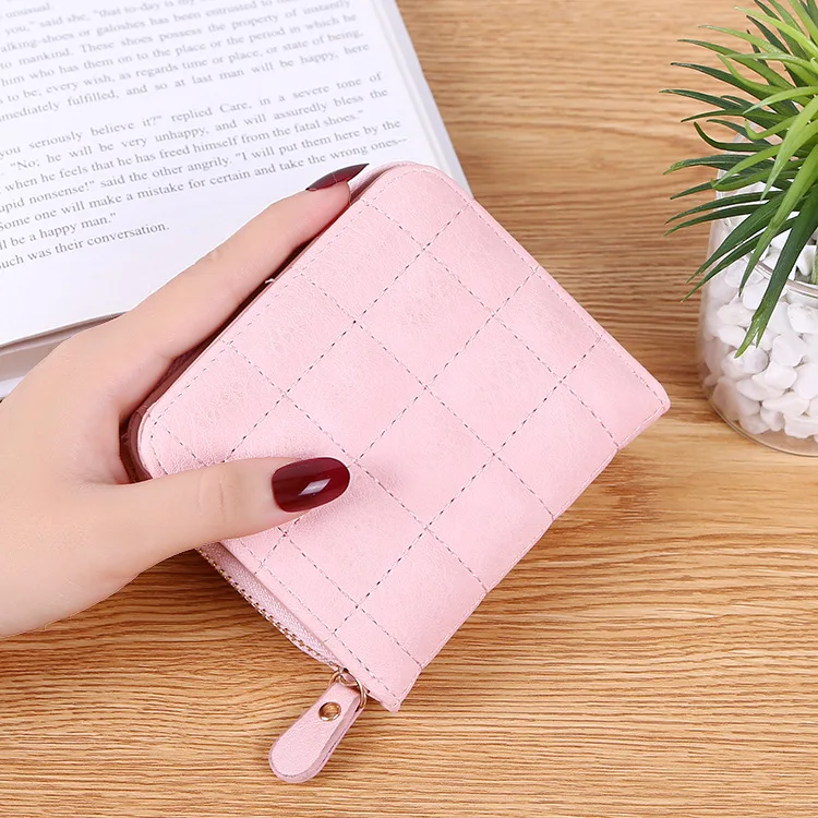 Cartera De Piel Sintética Para Mujer - Tarjetero Con 14 Ranuras, Color Rosa, Tamaño Compacto